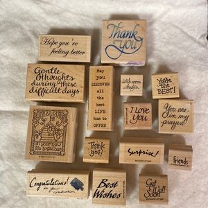 Rubber stamps for card making. Encouraging words on stamps